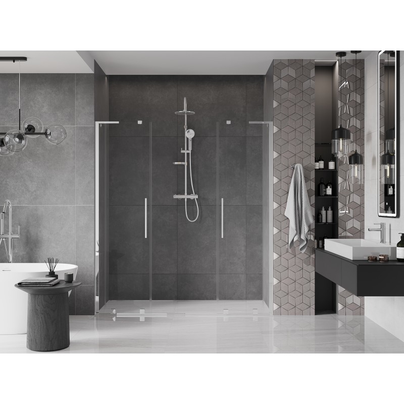 Mexen Velar L Duo drzwi prysznicowe rozsuwane 180 cm, transparent, chrom - 871-180-003-02-01