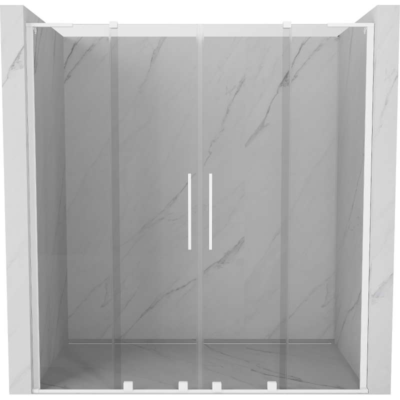 Mexen Velar L Duo portas de duche deslizantes 200 cm, transparente, branco - 871-200-003-02-20