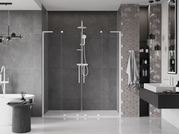 Mexen Velar L Duo klizna vrata za tuš 200 cm, prozirna, bijela - 871-200-003-02-20