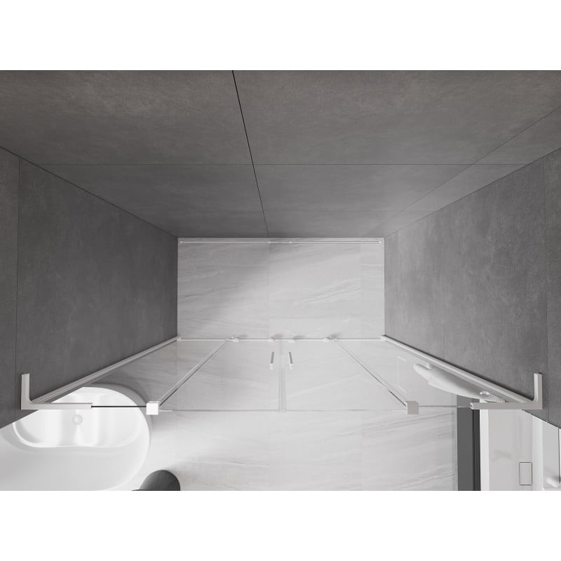 Mexen Velar L Duo drzwi prysznicowe rozsuwane 180 cm, transparent, białe - 871-180-003-02-20