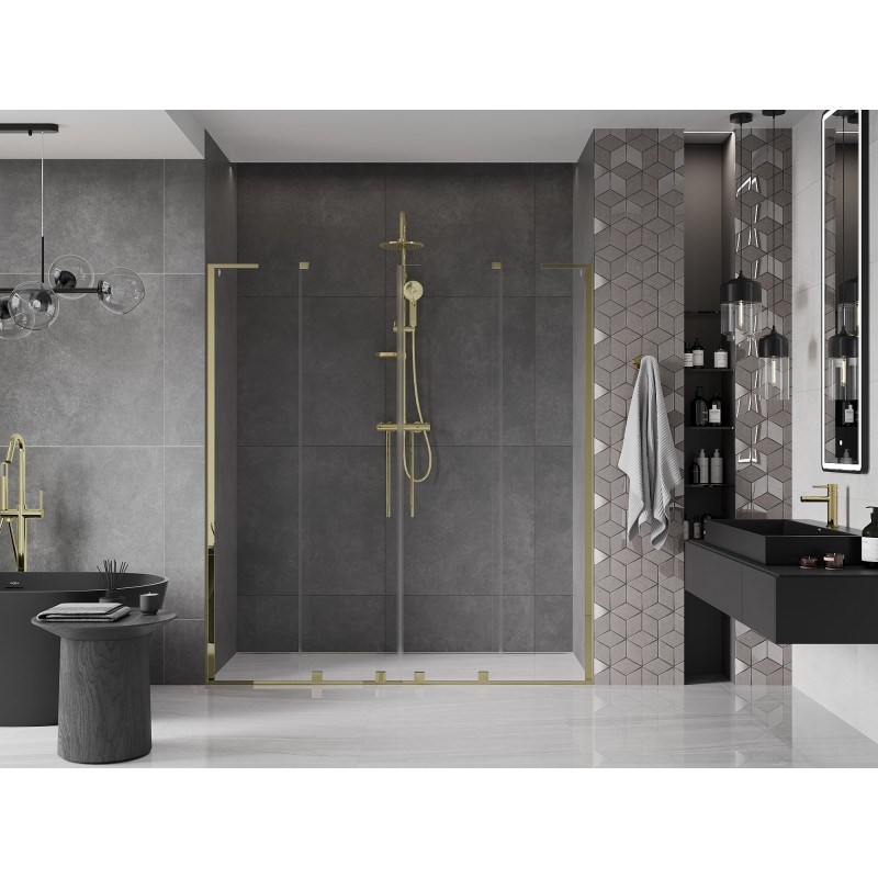 Mexen Velar L Duo drzwi prysznicowe rozsuwane 170 cm, transparent, złote - 871-170-003-02-50
