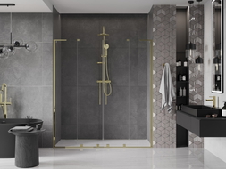 Mexen Velar L Duo drzwi prysznicowe rozsuwane 170 cm, transparent, złote - 871-170-003-02-50