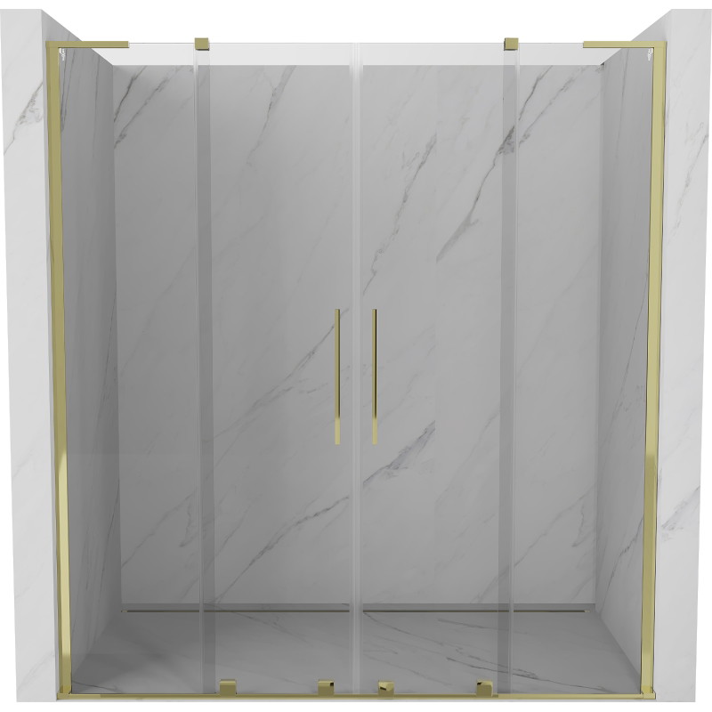 Mexen Velar L Duo klizna vrata za tuš 200 cm, prozirna, zlatna - 871-200-003-02-50