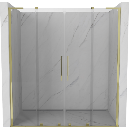 Mexen Velar L Duo drzwi prysznicowe rozsuwane 200 cm, transparent, złote - 871-200-003-02-50