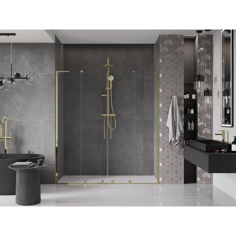 Mexen Velar L Duo drzwi prysznicowe rozsuwane 180 cm, transparent, złote - 871-180-003-02-50