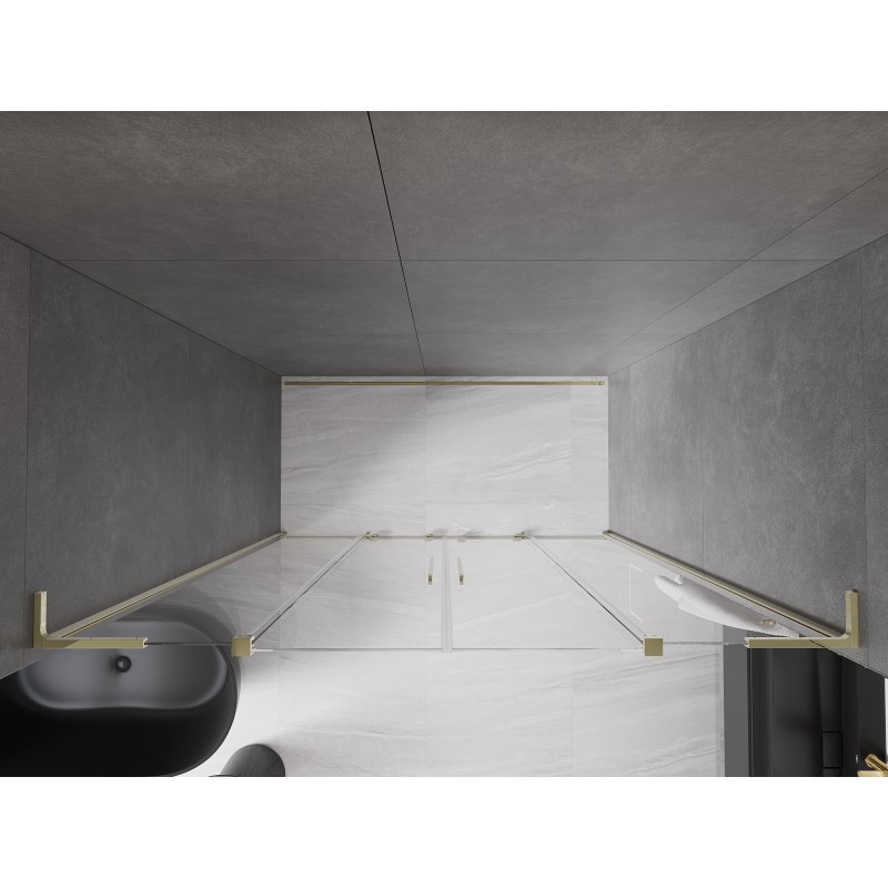 Mexen Velar L Duo drzwi prysznicowe rozsuwane 200 cm, transparent, złote - 871-200-003-02-50
