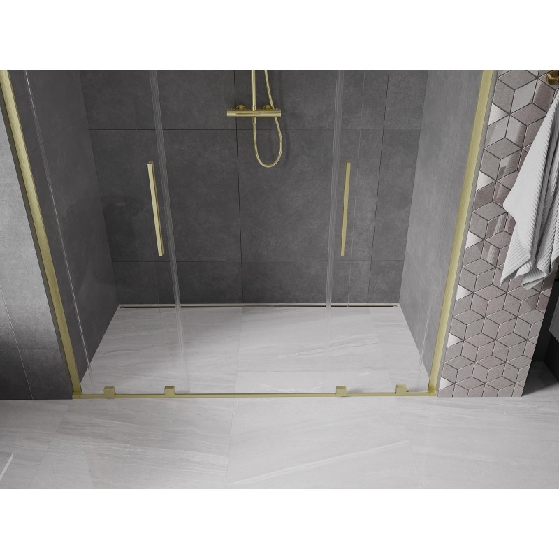 Mexen Velar L Duo drzwi prysznicowe rozsuwane 200 cm, transparent, złote szczotkowane - 871-200-003-02-55