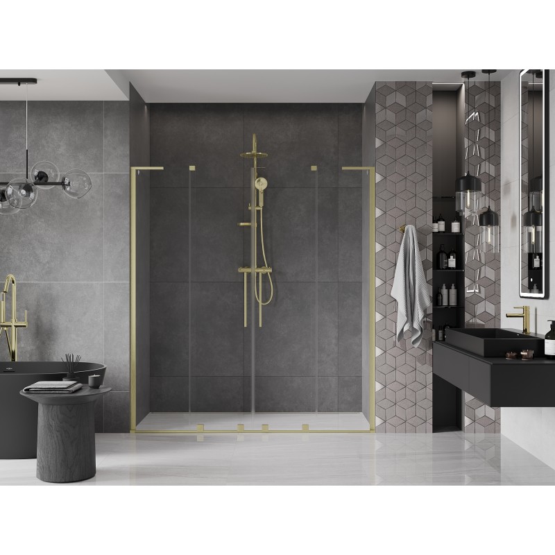 Mexen Velar L Duo drzwi prysznicowe rozsuwane 180 cm, transparent, złote szczotkowane - 871-180-003-02-55