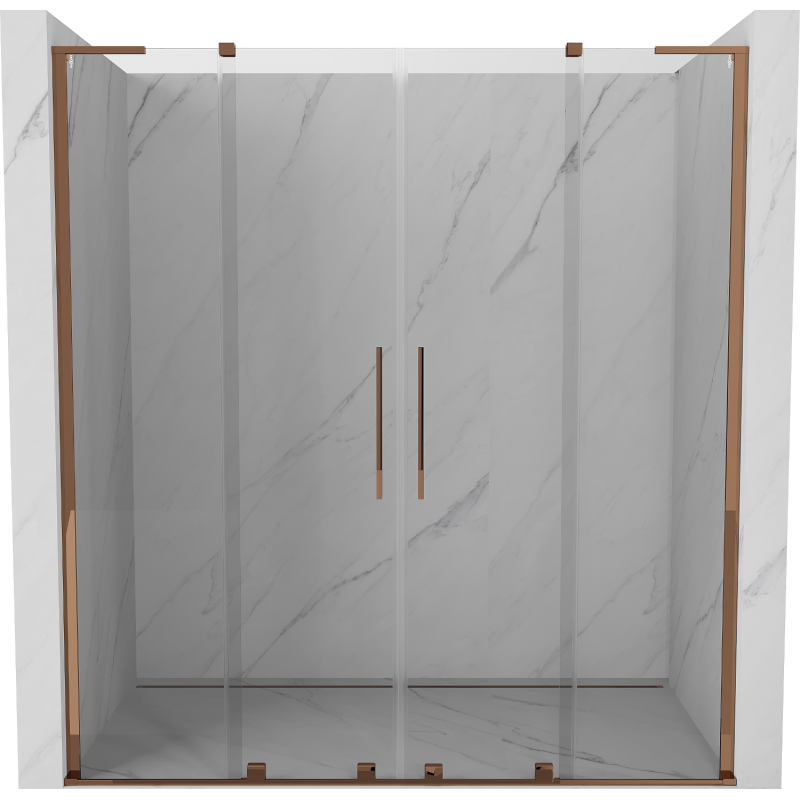 Mexen Velar L Duo puertas de ducha correderas 180 cm, transparentes, oro rosa - 871-180-003-02-60