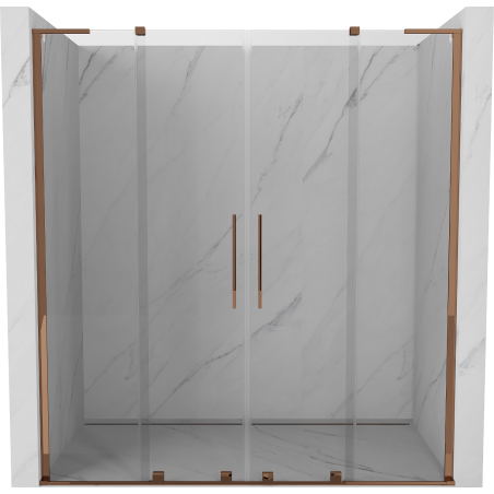 Mexen Velar L Duo drzwi prysznicowe rozsuwane 200 cm, transparent, różowe złoto - 871-200-003-02-60