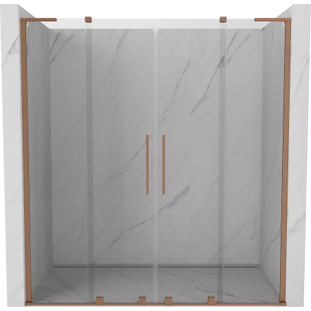 Mexen Velar L Duo schuifdeur douchewand 180 cm, transparant, geborsteld koper - 871-180-003-02-65