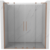 Mexen Velar L Duo schuifdeur douchewand 180 cm, transparant, geborsteld koper - 871-180-003-02-65