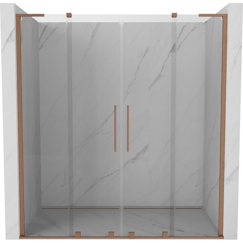 Mexen Velar L Duo skjutbara duschdörrar 200 cm, transparent, borstad koppar - 871-200-003-02-65