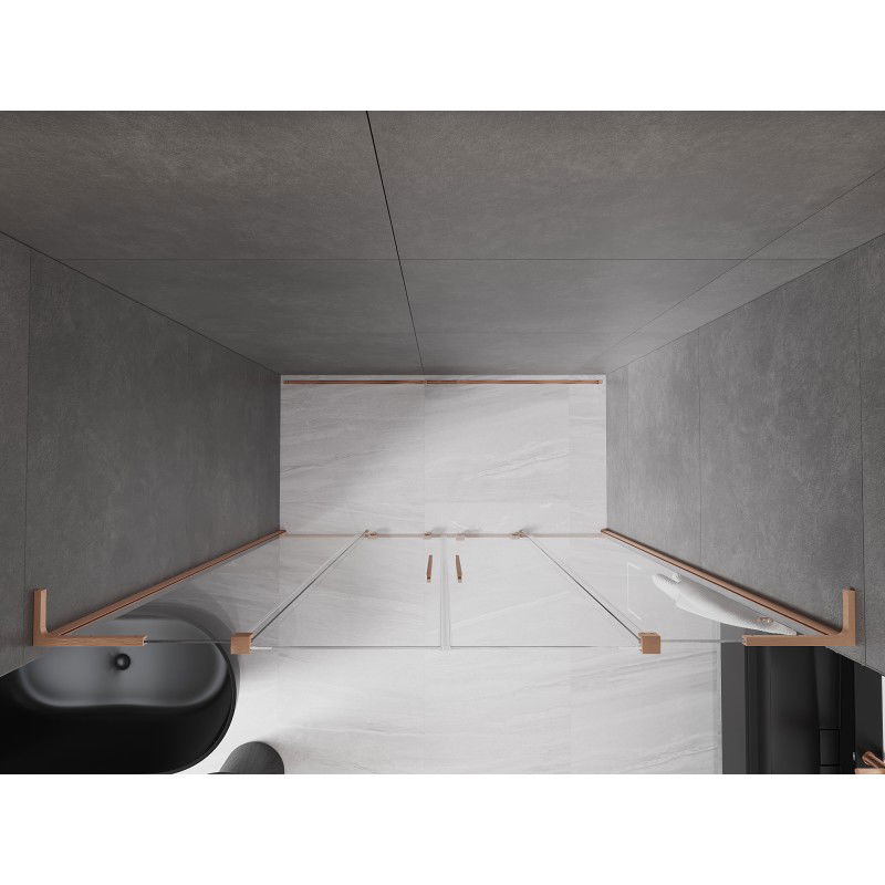 Mexen Velar L Duo porta doccia scorrevole 180 cm, trasparente, rame spazzolato - 871-180-003-02-65