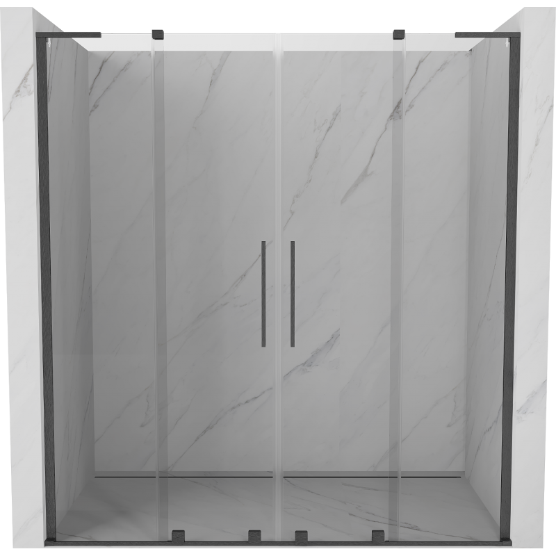 Mexen Velar L Duo drzwi prysznicowe rozsuwane 200 cm, transparent, gun gray szczotkowany - 871-200-003-02-66