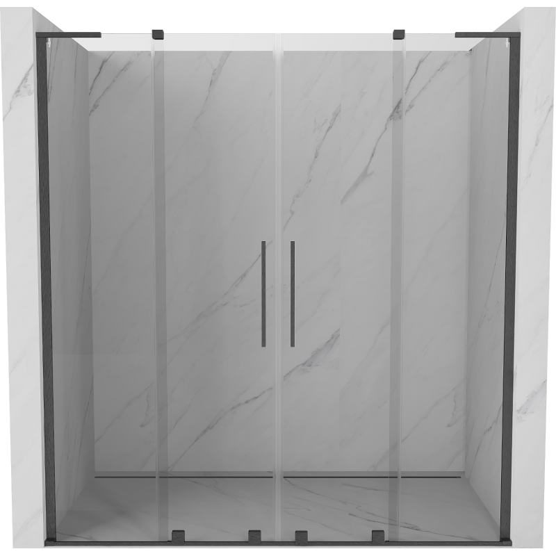 Mexen Velar L Duo schuifbare douchdeur 200 cm, transparant, geborsteld grijs pistool - 871-200-003-02-66