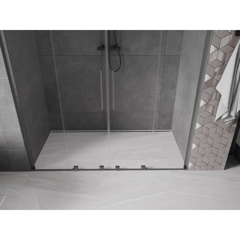 Mexen Velar L Duo drzwi prysznicowe rozsuwane 200 cm, transparent, gun gray szczotkowany - 871-200-003-02-66