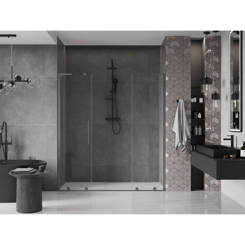 Mexen Velar L Duo drzwi prysznicowe rozsuwane 170 cm, transparent, gun gray szczotkowany - 871-170-003-02-66