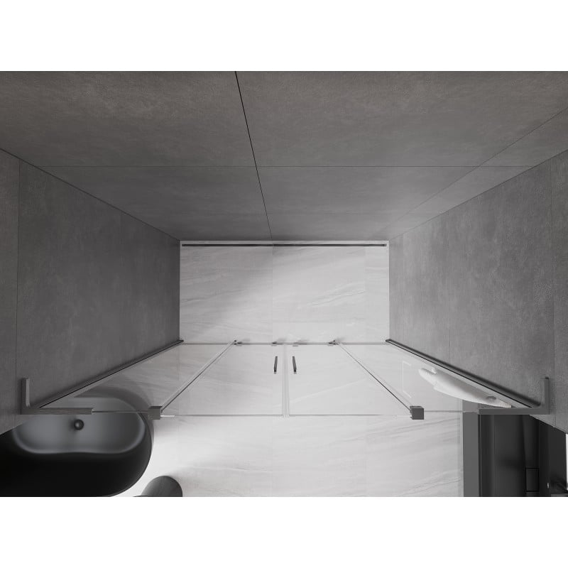 Mexen Velar L Duo portas de chuveiro deslizantes 200 cm, transparente, cinza escovado - 871-200-003-02-66