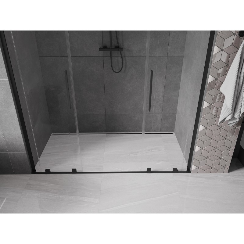 Mexen Velar L Duo drzwi prysznicowe rozsuwane 200 cm, transparent, czarne - 871-200-003-02-70