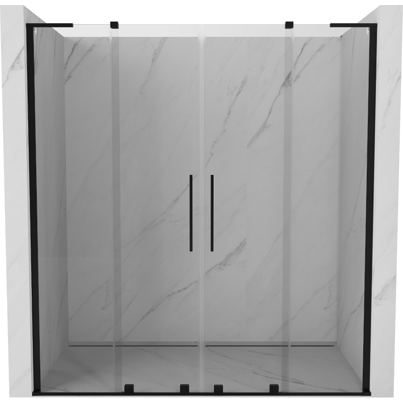 Mexen Velar L Duo portes de douche coulissantes 200 cm, transparentes, noires - 871-200-003-02-70