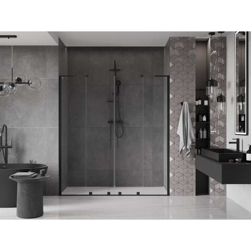Mexen Velar L Duo porte de douche coulissante 170 cm, transparent, noir - 871-170-003-02-70