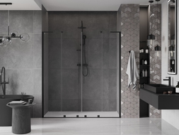 Mexen Velar L Duo klizna vrata za tuš 170 cm, prozirno, crno - 871-170-003-02-70