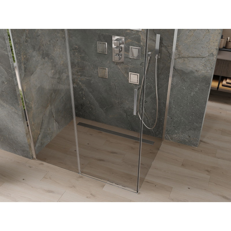 Mexen Omega klizna za tuš s kliznim vratima 150 x 90 cm, prozirna, kromirana - 825-150-090-01-00