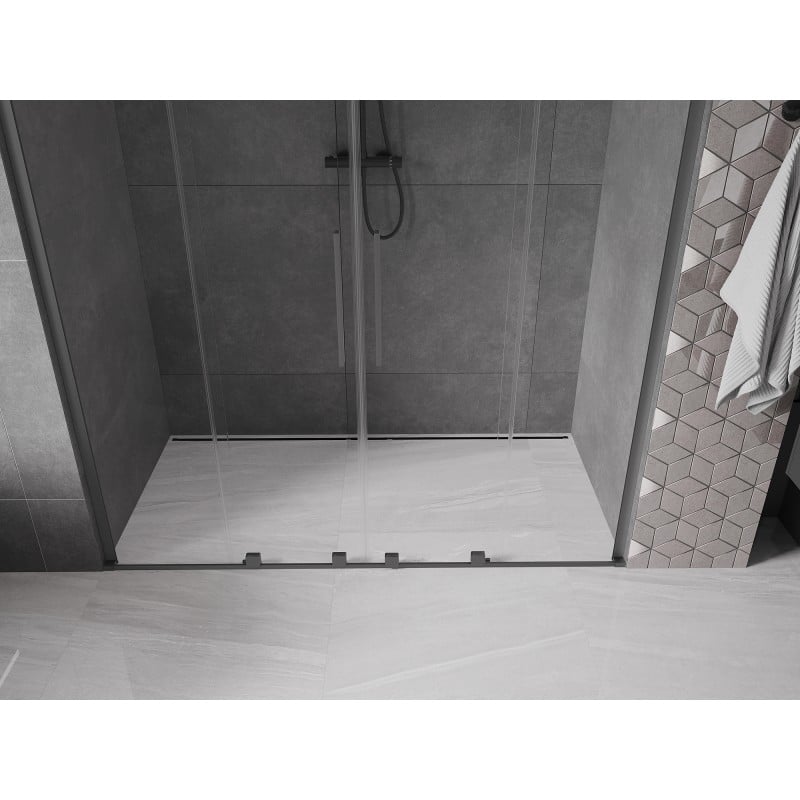 Mexen Velar L Duo drzwi prysznicowe rozsuwane 180 cm, transparent, gun metal - 871-180-003-02-95