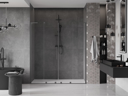 Mexen Velar L Duo klizna vrata za tuš 170 cm, prozirna, gun metal - 871-170-003-02-95