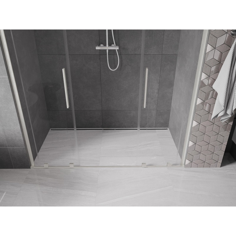 Mexen Velar L Duo libisev duššiukse, 200 cm, läbipaistev, harjatud nikli - 871-200-003-02-97