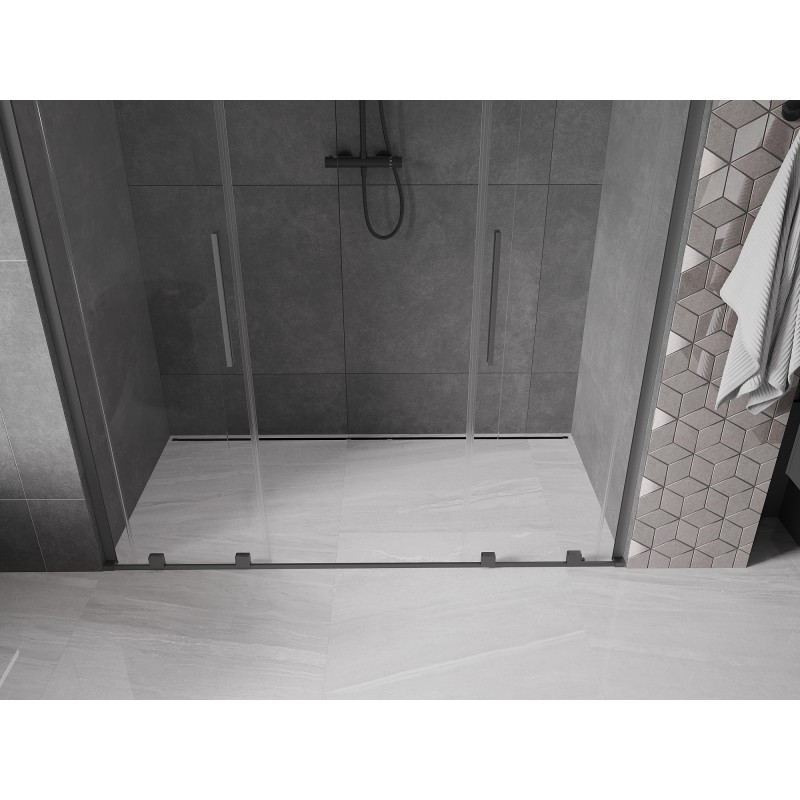 Mexen Velar L Duo drzwi prysznicowe rozsuwane 180 cm, transparent, gun metal - 871-180-003-02-95