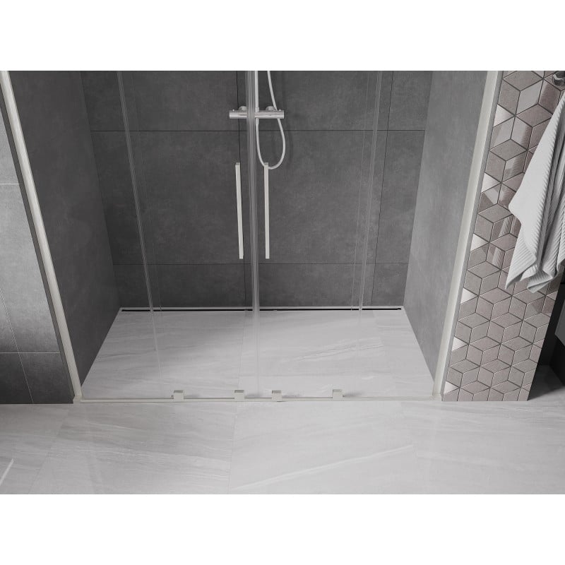 Mexen Velar L Duo drzwi prysznicowe rozsuwane 200 cm, transparent, nikiel szczotkowany - 871-200-003-02-97