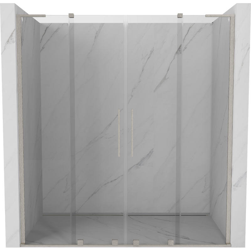 Mexen Velar L Duo sliding shower door 180 cm, transparent, brushed nickel - 871-180-003-02-97