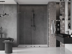 Mexen Velar L Duo klizna tuš vrata 200 cm, prozirna, gun metal - 871-200-003-02-95