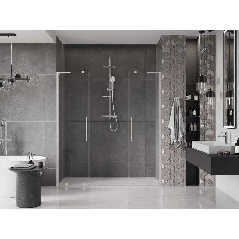 Mexen Velar L Duo drzwi prysznicowe rozsuwane 200 cm, transparent, nikiel szczotkowany - 871-200-003-02-97