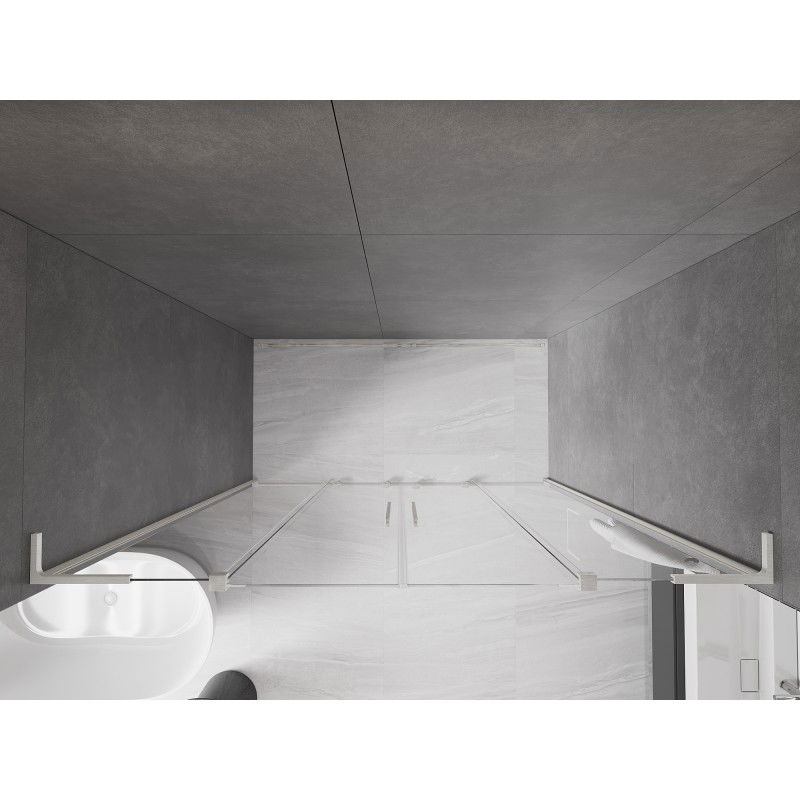 Mexen Velar L Duo συρόμενη πόρτα ντους 170 cm, διαφανής, βουρτσισμένο νικέλιο