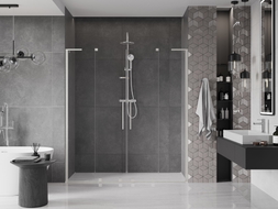 Mexen Velar L Duo klizna vrata 200 cm, prozirna, brušeni nikal - 871-200-003-02-97