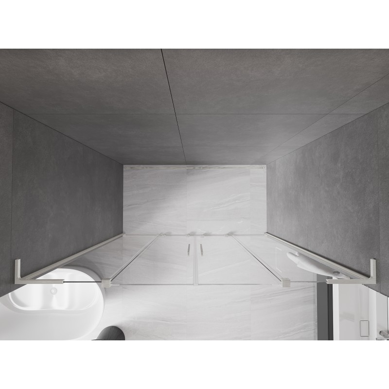Mexen Velar L Duo drzwi prysznicowe rozsuwane 180 cm, transparent, nikiel szczotkowany - 871-180-003-02-97