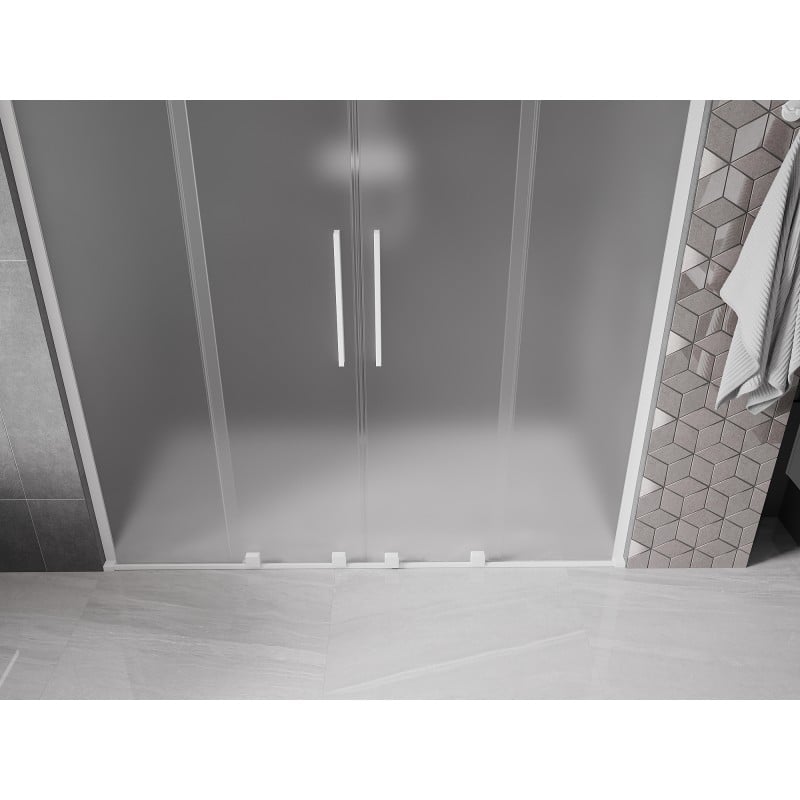 Mexen Velar L Duo drzwi prysznicowe rozsuwane 180 cm, szron, białe - 871-180-003-32-20