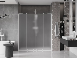 Mexen Velar L Duo drzwi prysznicowe rozsuwane 180 cm, szron, białe - 871-180-003-32-20