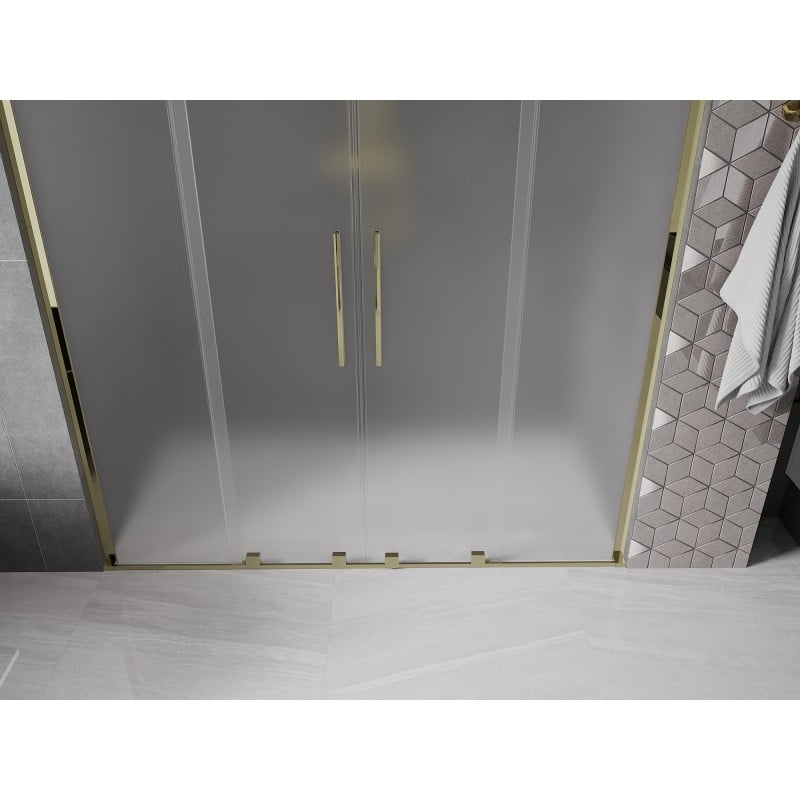 Mexen Velar L Duo drzwi prysznicowe rozsuwane 180 cm, szron, złote - 871-180-003-32-50