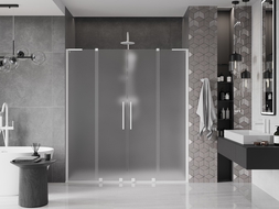 Mexen Velar L Duo drzwi prysznicowe rozsuwane 200 cm, szron, białe - 871-200-003-32-20