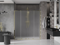 Mexen Velar L Duo drzwi prysznicowe rozsuwane 200 cm, szron, złote - 871-200-003-32-50