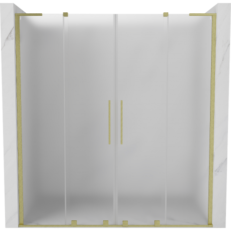 Mexen Velar L Duo portas de chuveiro de correr 180 cm, fosco, dourado escovado - 871-180-003-32-55