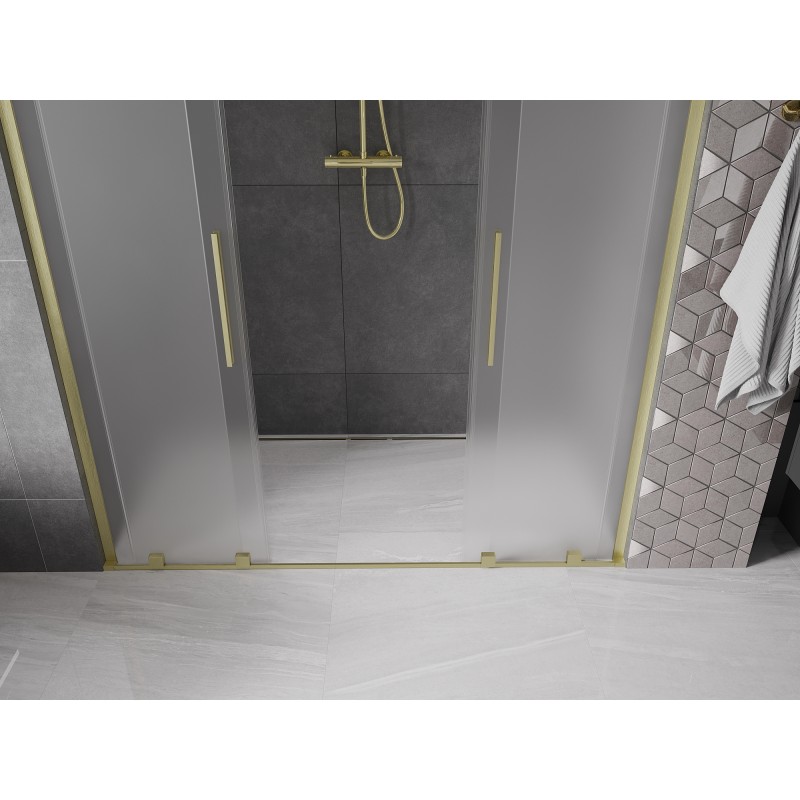 Mexen Velar L Duo drzwi prysznicowe rozsuwane 170 cm, szron, złote szczotkowane - 871-170-003-32-55