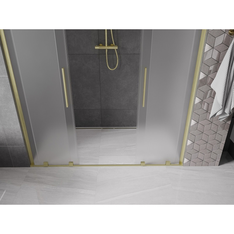 Mexen Velar L Duo klizna tuš vrata 180 cm, matirano, zlatno brušeno - 871-180-003-32-55
