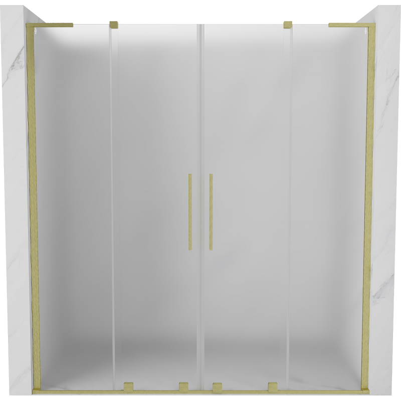 Mexen Velar L Duo portas de duche deslizantes 200 cm, fosco, dourado escovado - 871-200-003-32-55