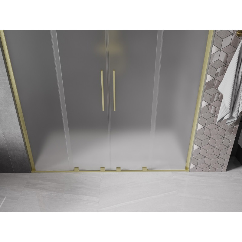Mexen Velar L Duo klizna tuš vrata 180 cm, matirano, zlatno brušeno - 871-180-003-32-55
