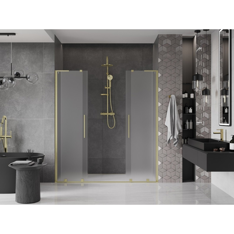 Mexen Velar L Duo klizna tuš vrata 180 cm, matirano, zlatno brušeno - 871-180-003-32-55